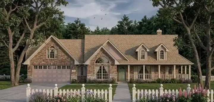 Country house plans 75-364 - front exterior, 1,880 sq ft, 3 bed, 2 bath house plans | Monster House Plans