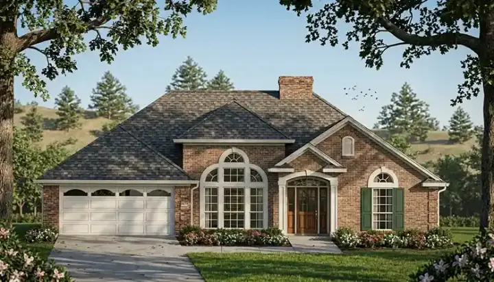 Traditional house plans 75-366 - front exterior, 1,886 sq ft, 3 bed, 2 bath house plans | Monster House Plans
