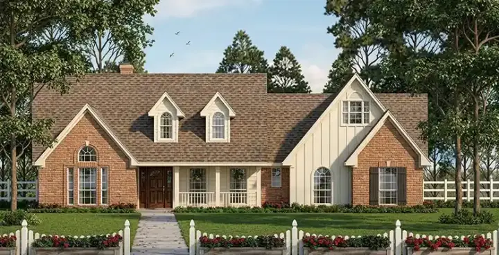 Country house plans 75-367 - front exterior, 1,886 sq ft, 3 bed, 2 bath house plans | Monster House Plans