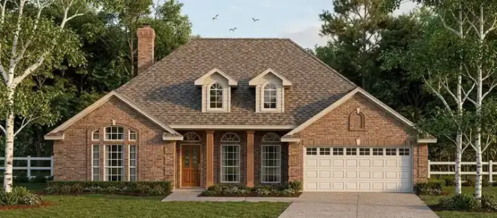 Traditional house plans 75-370 - front exterior, 1,899 sq ft, 4 bed, 2 bath house plans | Monster House Plans