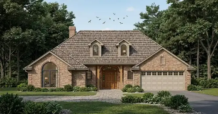 Traditional house plans 75-376 - front exterior, 1,914 sq ft, 4 bed, 2 bath house plans | Monster House Plans