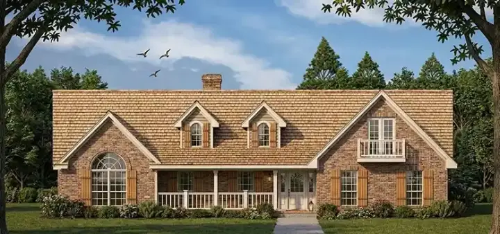 Country house plans 75-385 - front exterior, 1,921 sq ft, 3 bed, 2 bath house plans | Monster House Plans