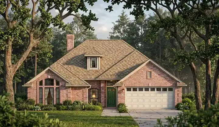 Traditional house plans 75-387 - front exterior, 1,931 sq ft, 4 bed, 2 bath house plans | Monster House Plans