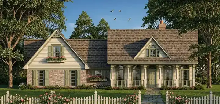 Country house plans 75-395 - front exterior, 1,955 sq ft, 3 bed, 2 bath house plans | Monster House Plans