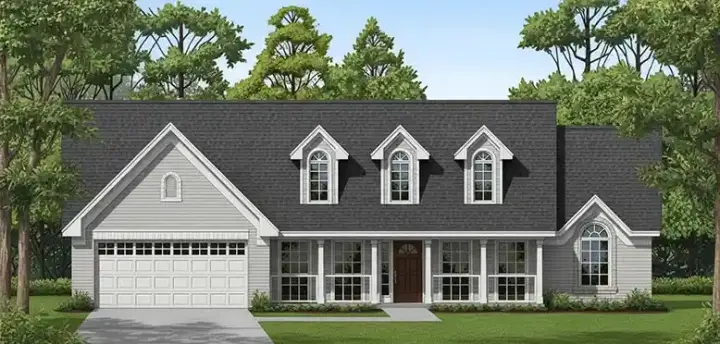 Country house plans 75-404 - front exterior, 2,000 sq ft, 3 bed, 2 bath house plans | Monster House Plans