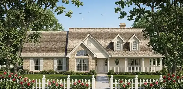 Country house plans 75-409 - front exterior, 2,018 sq ft, 4 bed, 2 bath house plans | Monster House Plans