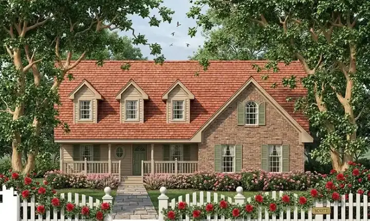 Country house plans 75-414 - front exterior, 2,035 sq ft, 3 bed, 2 bath house plans | Monster House Plans