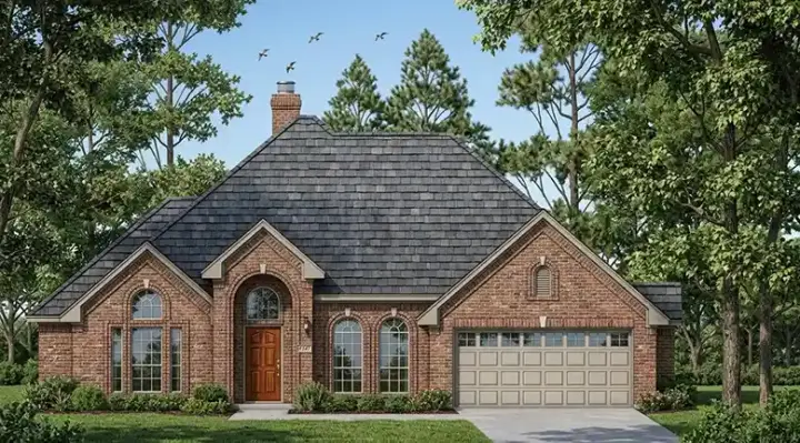 Traditional house plans 75-416 - front exterior, 2,039 sq ft, 4 bed, 2 bath house plans | Monster House Plans