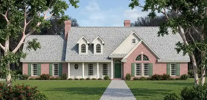 Country house plans 75-419 - front exterior, 2,054 sq ft, 3 bed, 2 bath house plans | Monster House Plans