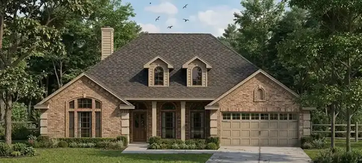 Traditional house plans 75-430 - front exterior, 2,079 sq ft, 4 bed, 2 bath house plans | Monster House Plans