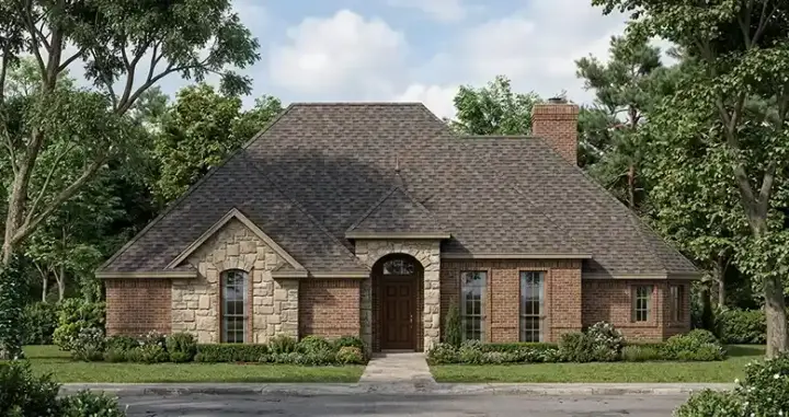 European house plans 75-433 - front exterior, 2,088 sq ft, 4 bed, 2 bath house plans | Monster House Plans