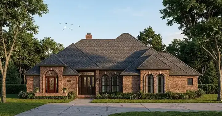 Traditional house plans 75-435 - front exterior, 2,094 sq ft, 4 bed, 2 bath house plans | Monster House Plans