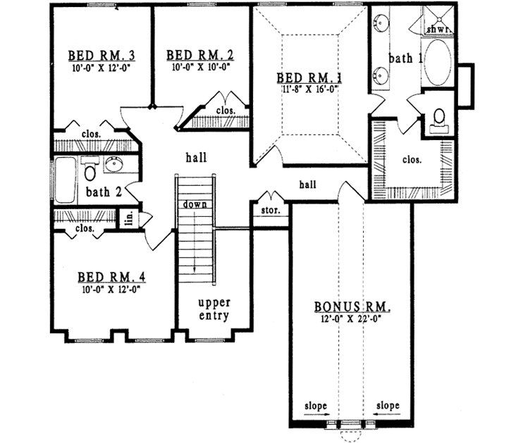 Upper/Second Floor Plan: 75-440