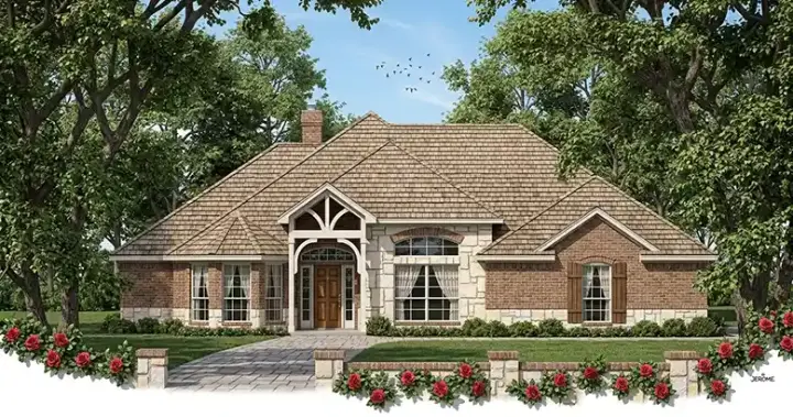Traditional house plans 75-454 - front exterior, 2,210 sq ft, 4 bed, 2 bath house plans | Monster House Plans