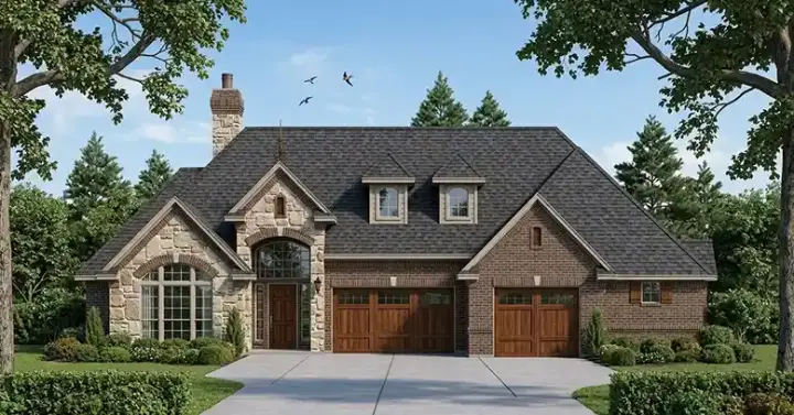 French Country house plans 75-464 - front exterior, 2,285 sq ft, 3 bed, 2 bath house plans | Monster House Plans