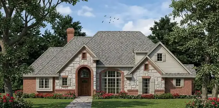 French Country house plans 75-475 - front exterior, 2,472 sq ft, 3 bed, 2 bath house plans | Monster House Plans