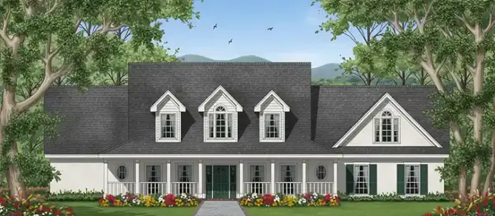 Country house plans 75-482 - front exterior, 2,582 sq ft, 4 bed, 3 bath house plans | Monster House Plans