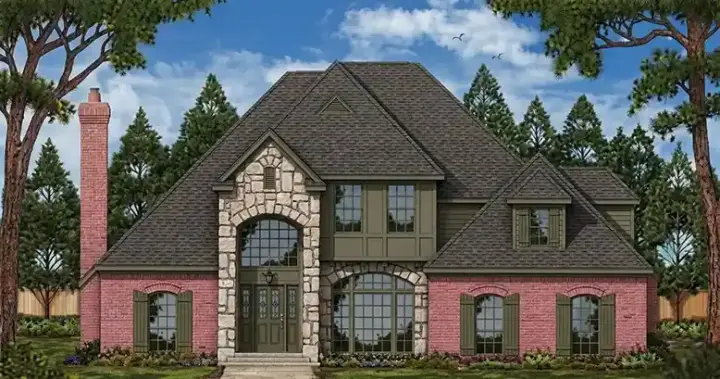 European house plans 75-485 - front exterior, 2,704 sq ft, 4 bed, 2 bath house plans | Monster House Plans