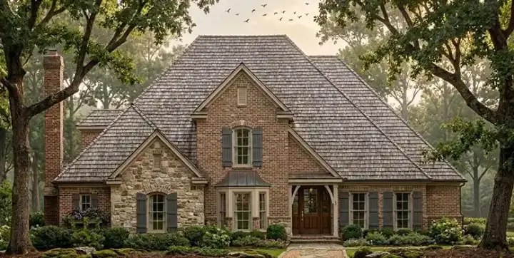 European house plans 75-490 - front exterior, 2,993 sq ft, 5 bed, 3 bath house plans | Monster House Plans