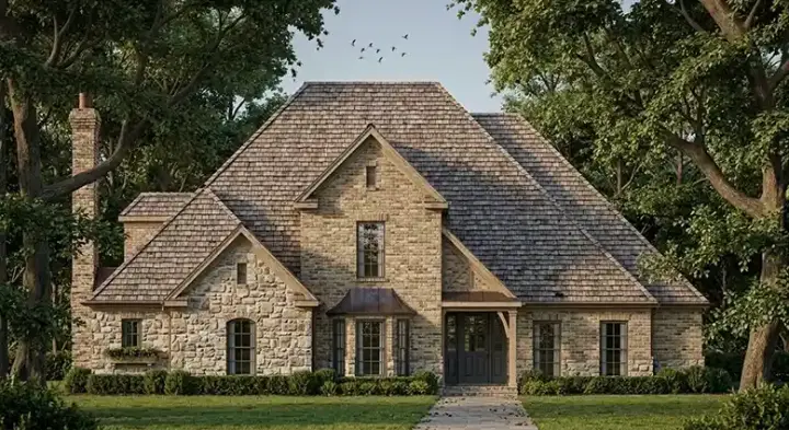 European house plans 75-495 - front exterior, 3,321 sq ft, 5 bed, 3 bath house plans | Monster House Plans
