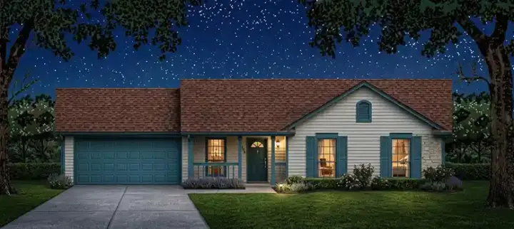 Ranch house plans 75-499 - front exterior, 1,022 sq ft, 3 bed, 2 bath house plans | Monster House Plans