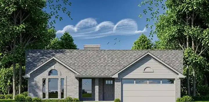 Traditional house plans 75-501 - front exterior, 1,028 sq ft, 3 bed, 2 bath house plans | Monster House Plans