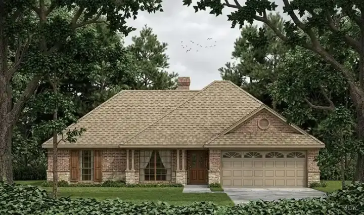 Traditional house plans 75-505 - front exterior, 1,138 sq ft, 3 bed, 2 bath house plans | Monster House Plans