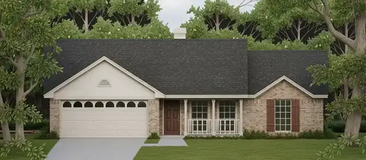 Country house plans 75-508 - front exterior, 1,148 sq ft, 3 bed, 2 bath house plans | Monster House Plans