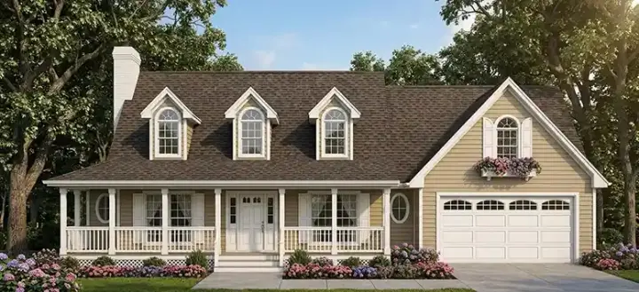 Country house plans 75-509 - front exterior, 1,627 sq ft, 3 bed, 2 bath house plans | Monster House Plans
