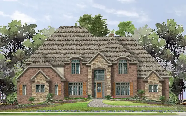 European house plans 76-104 - front exterior, 4,744 sq ft, 4 bed, 3 bath house plans | Monster House Plans