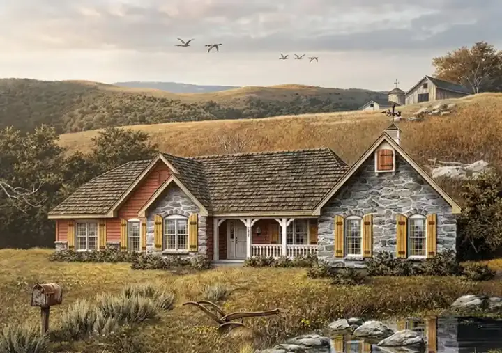 Ranch house plans 77-102 - front exterior, 2,874 sq ft, 4 bed, 2 bath house plans | Monster House Plans