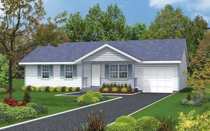 Traditional house plans 77-104 - front exterior, 988 sq ft, 3 bed, 1 bath house plans | Monster House Plans