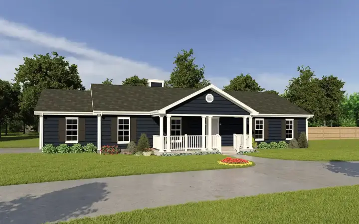 Traditional house plans 77-105 - front exterior, 1,360 sq ft, 3 bed, 2 bath house plans | Monster House Plans