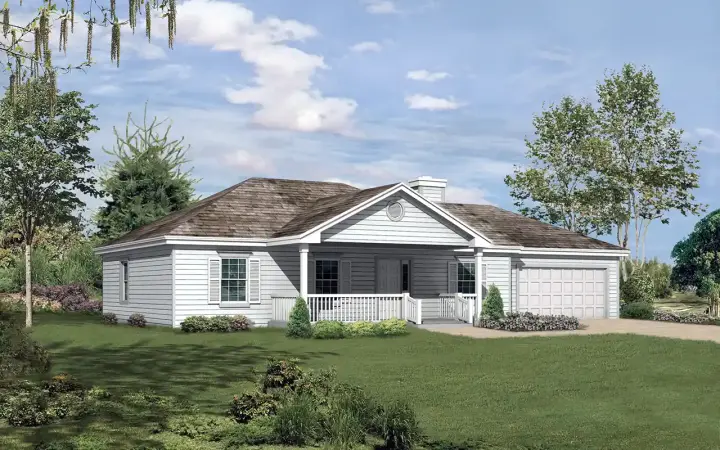 Traditional house plans 77-106 - front exterior, 1,260 sq ft, 3 bed, 2 bath house plans | Monster House Plans
