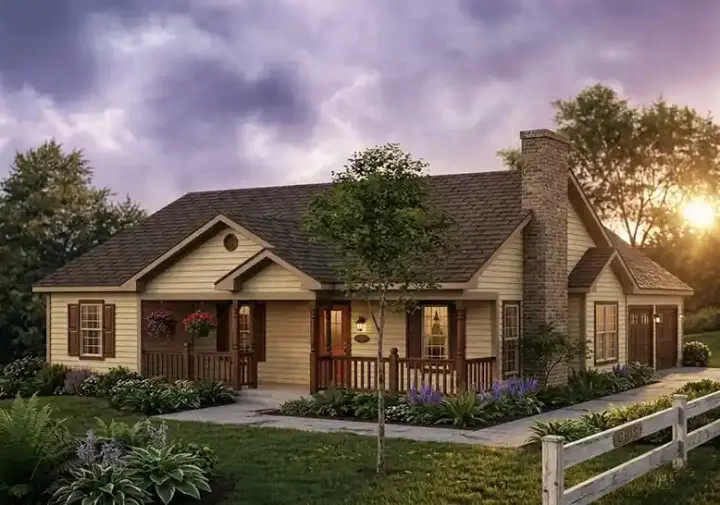 Traditional house plans 77-107 - front exterior, 1,501 sq ft, 3 bed, 2 bath house plans | Monster House Plans