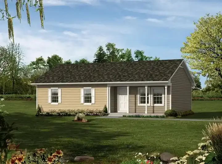 Ranch house plans 77-113 - front exterior, 1,160 sq ft, 3 bed, 1 bath house plans | Monster House Plans