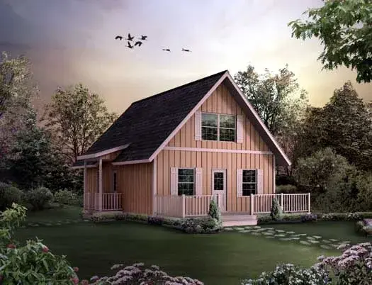 Cottage house plans 77-115 - front exterior, 1,154 sq ft, 3 bed, 1 bath house plans | Monster House Plans