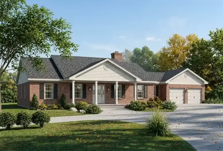 Traditional house plans 77-125 - front exterior, 1,674 sq ft, 3 bed, 2 bath house plans | Monster House Plans
