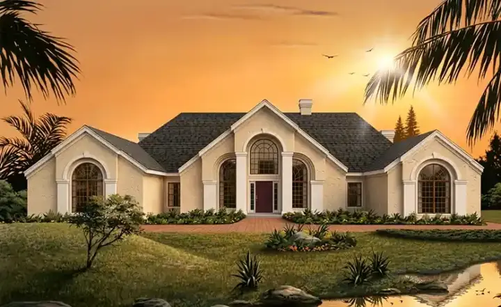 Florida house plans 77-127 - front exterior, 3,810 sq ft, 3 bed, 2 bath house plans | Monster House Plans