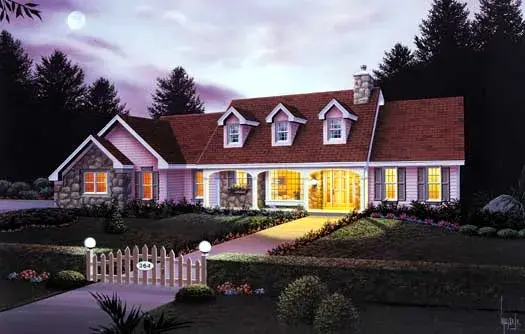 Country house plans 77-129 - front exterior, 2,480 sq ft, 4 bed, 2 bath house plans | Monster House Plans