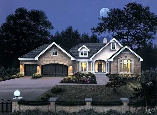 Traditional house plans 77-133 - front exterior, 2,452 sq ft, 3 bed, 2 bath house plans | Monster House Plans