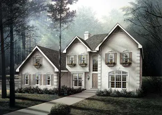 European house plans 77-134 - front exterior, 2,716 sq ft, 4 bed, 4 bath house plans | Monster House Plans