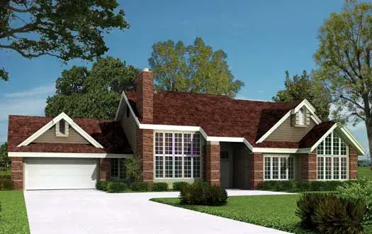 Contemporary house plans 77-137 - front exterior, 2,563 sq ft, 3 bed, 2 bath house plans | Monster House Plans