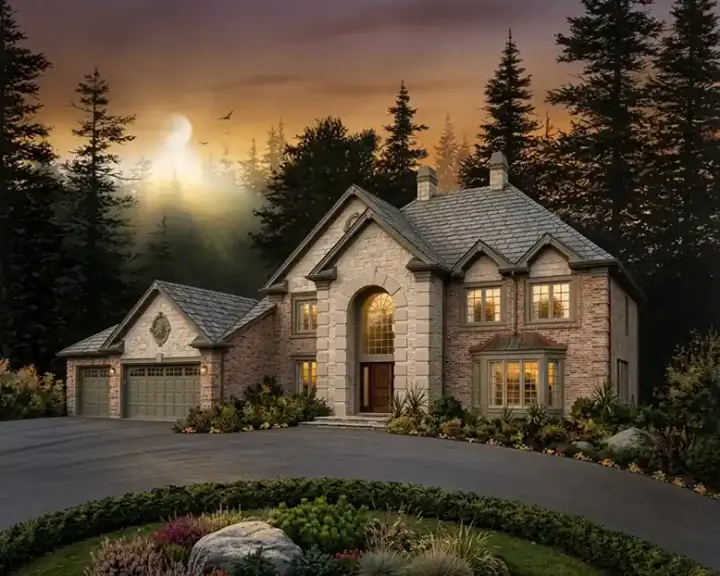 European house plans 77-141 - front exterior, 3,850 sq ft, 5 bed, 3 bath house plans | Monster House Plans