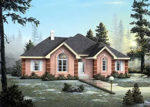 European house plans 77-142 - front exterior, 1,882 sq ft, 4 bed, 2 bath house plans | Monster House Plans