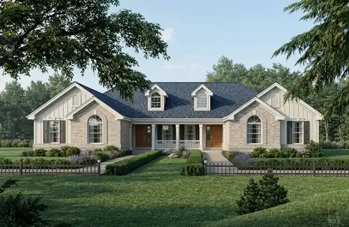 Traditional house plans 77-144 - front exterior, 1,700 sq ft, 4 bed, 2 bath house plans | Monster House Plans