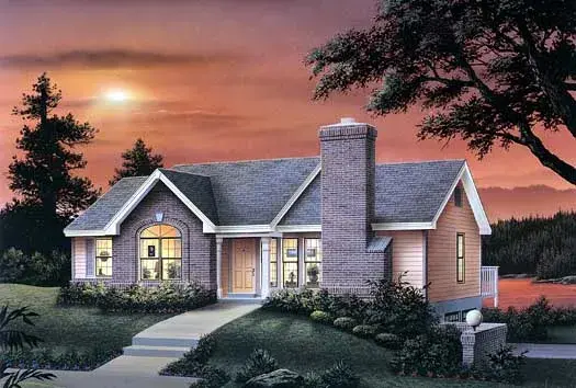 Traditional house plans 77-162 - front exterior, 1,403 sq ft, 3 bed, 2 bath house plans | Monster House Plans