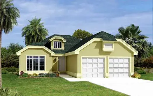Florida house plans 77-169 - front exterior, 1,516 sq ft, 3 bed, 2 bath house plans | Monster House Plans