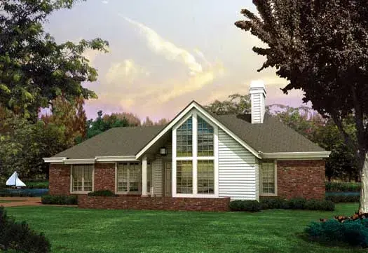 Contemporary house plans 77-170 - front exterior, 1,321 sq ft, 3 bed, 2 bath house plans | Monster House Plans