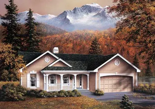 Country house plans 77-178 - front exterior, 2,432 sq ft, 3 bed, 2 bath house plans | Monster House Plans
